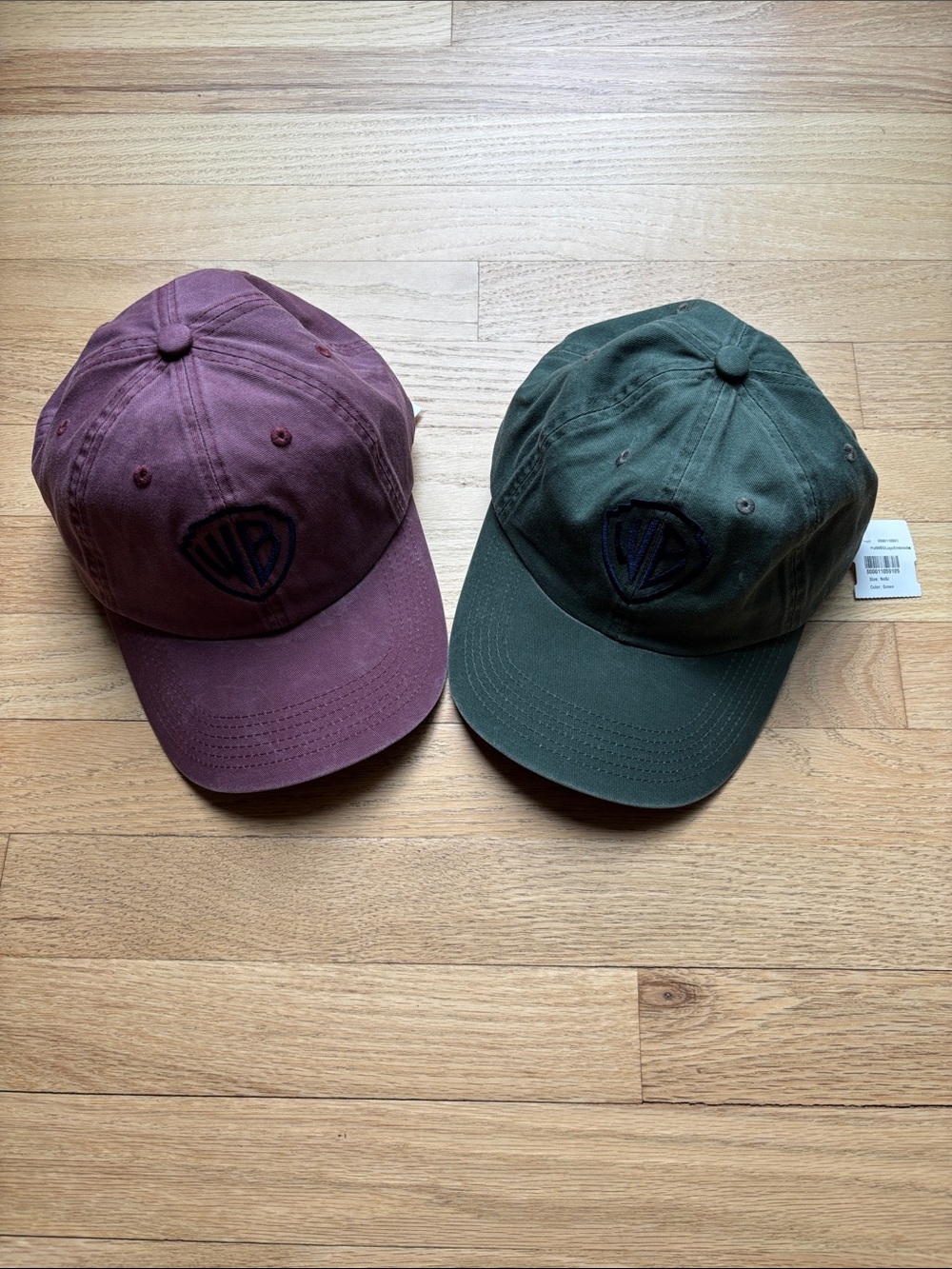 Lot Of Two:‎ NWT Warner Bros. Cotton Baseball Caps Maroon & Green